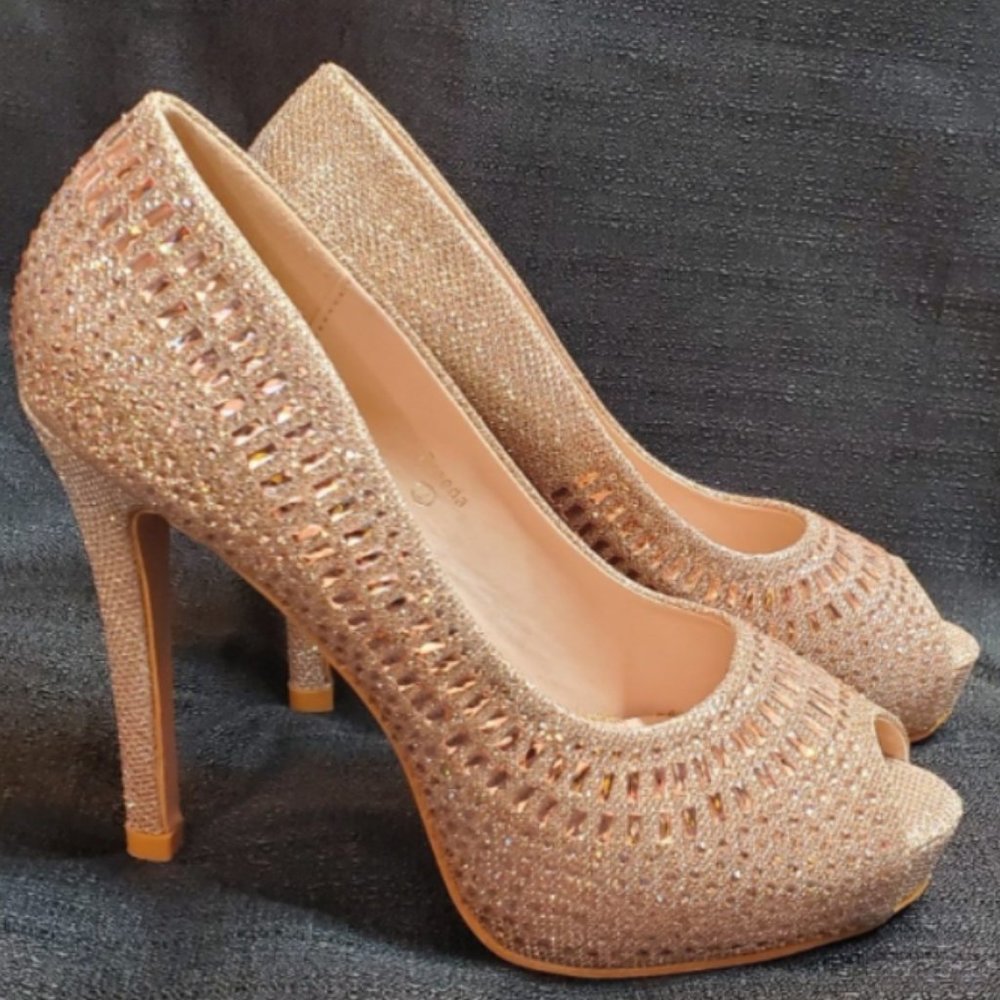 Rhinestone embellished dress pump Heels by Preeda